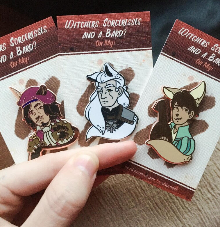 Witchers, Sorceresses...and a Bard? Oh My! Enamel Pins